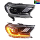 Mustang-style LED projector headlight for Ford Ranger T7 / T8 (2016-2022), featuring ultra-bright illumination, stylish design, and enhanced visibility for safer night driving.