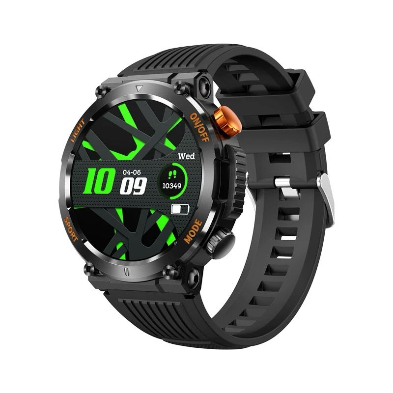 Rugged smartwatch with Bluetooth calling, fitness tracking, long battery life, and waterproof design – compatible with Android & iOS